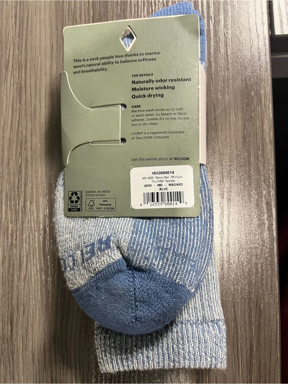 NWT REI Merino Wool lightweight crew hike socks